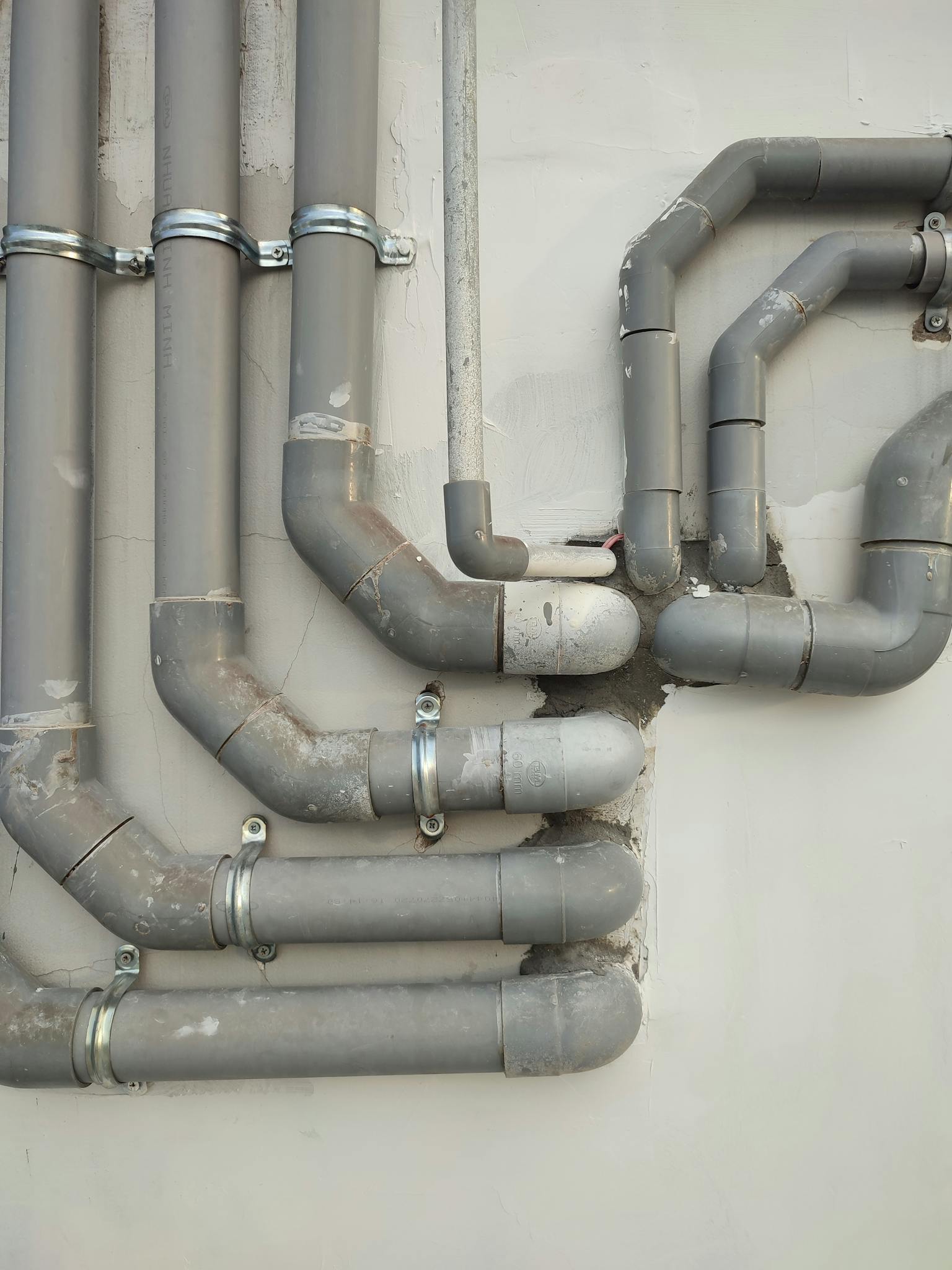 Plastic Pipes on Wall